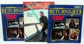 1983 Star Wars Return Of The Jedi Hardcover,  2 Topps Sticker Album Books