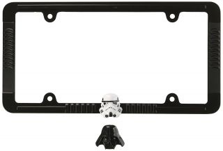 Star Wars Darth / Stormtrooper Heavy Duty Black Metal Auto License Plate Frame