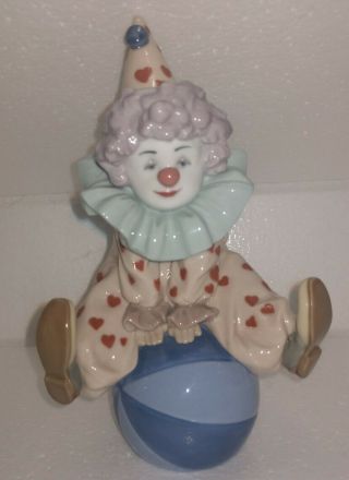 Retired Lladro Spain Having A Ball 5813 Painted Porcelain Signed Clown Figurine