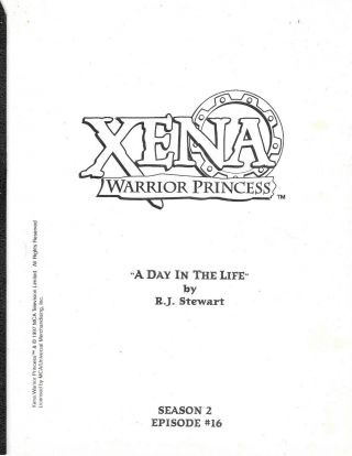 Xena Warrior Princess Script A Day In The Life Season 2 E16 R J Stewart,  Photo