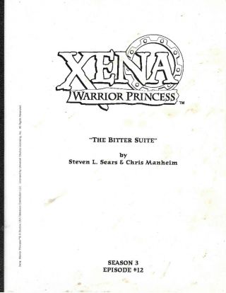 Xena Script The Bitter Suite Season 3 Episode 12 By S Sears&chris Manheim,  Photo
