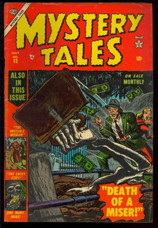 Mystery Tales 13 Owner Pre - Code Golden Age Horror Atlas Comic 1953 Fn -