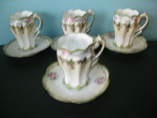 4 Piece Vintage Cholate Ceramic Tea Set - Teapot - Cups & Plates 3