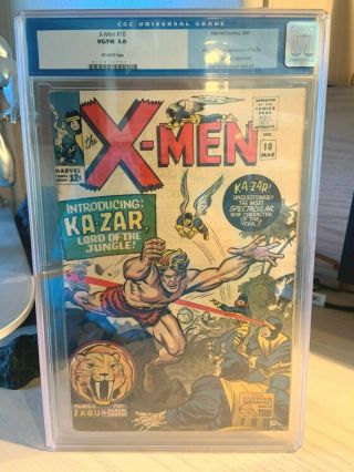 X - Men 10 CGC 5.  0 OW Pages Classic Lee & Kirby Marvel 1st Silver Age Ka - Zar 1965 2