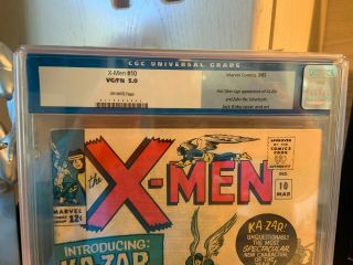 X - Men 10 CGC 5.  0 OW Pages Classic Lee & Kirby Marvel 1st Silver Age Ka - Zar 1965 3