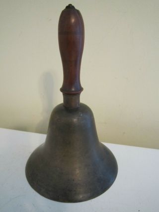 Antique School Bell Brass With Wood Handle Handbell