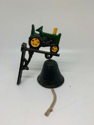 Vintage Cast Iron 5” Wall Mount Green Tractor Dinner Bell John Deere Green