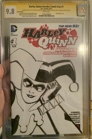 Cliff Chiang Art Harley Quinn Wraparound Sketch Sdcc 1 Cgc 9.  8 Ss