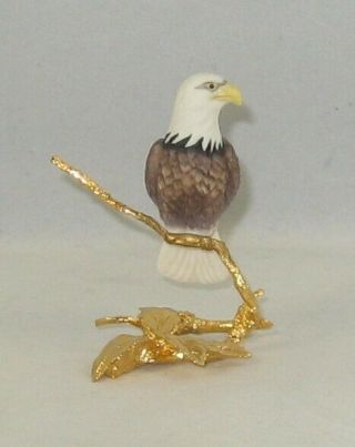 Boehm Porcelain Miniature Bird Sculpture " Bald Eagle On Bronze "