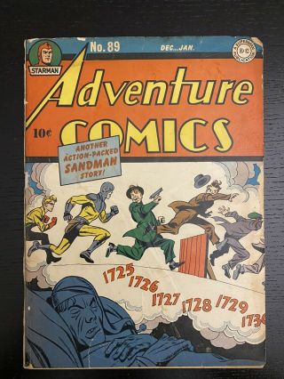 Adventure Comics 89 Dc 1943 Sandman Story Simon Kirby Rare Hard To Find