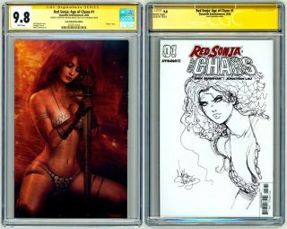 Cgc Ss 9.  8 Signed Nathan Szerdy Red Sonja Age Chaos Variant Art Sketch