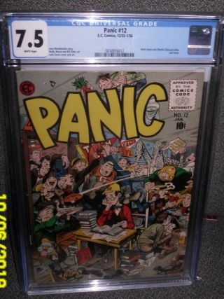 Ec Panic 12 Last Issue Very Low Print Run 1956 Rare 7.  5 Cgc White Pages