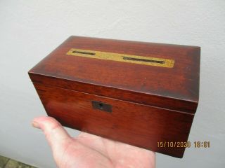 An Antique Brass Inlaid Mahogany Money Box C1900
