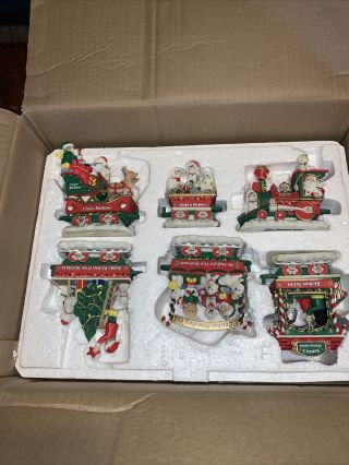 Danbury Bichon Frise Dog Christmas Express Figurine Decor Train Santa 6 Pc