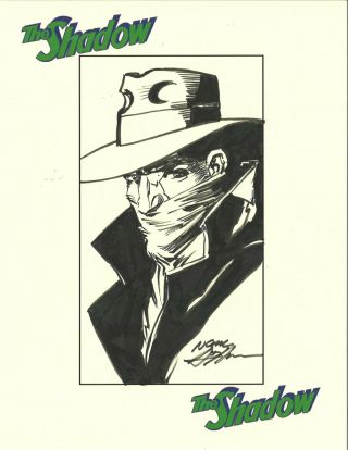 Neal Adams Art The Shadow Drawn,  Inked,  Signed 8 1/2 " X 11 "