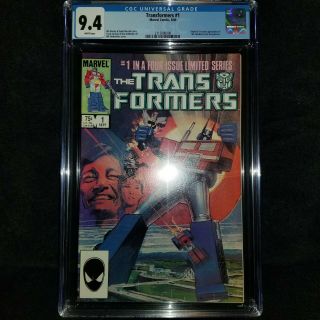The Transformers 1 First Print Cgc 9.  4 (sep 1984,  Marvel) - Case