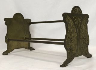 Antique Aesthetic Movement Eastlake Brass Expandable Bookends Bookrack