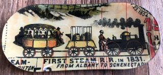 Rare John Derian Decoupage 12” X 6” First Steam Rr Plate - Very Whimsical