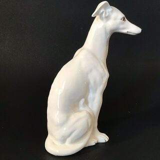 WHITE GREYHOUND DOG FIGURINE PORCELAIN 7 1/2 