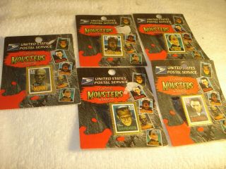 Universal Monsters Usps Stamp Complete Set Of 5 Pins 1997 And