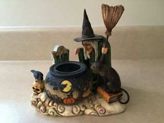 Jim Shore Witch With Cauldron Tealight,  Cat & Tombstone - 2006
