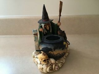 JIM SHORE Witch with Cauldron Tealight,  Cat & Tombstone - 2006 3