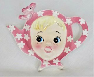 " Miss Cutie - Pie " With Birds Tea Bag Holder 1950’s Napco Stand Up Or Lay Down