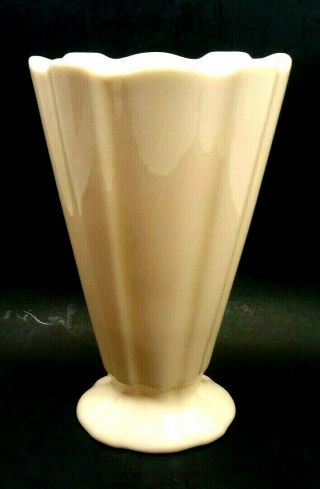 Vintage 1930s Art Deco Lenox Pink Ivory Porcelain 7 " Fluted Vase Blue Back Stamp