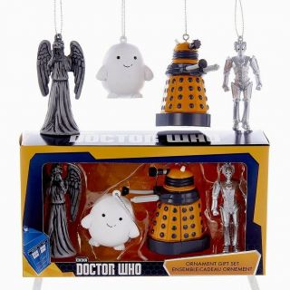 Doctor Who Dalek Cyberman Angel Adipose 4 Piece Christmas Ornament Set Dw3161