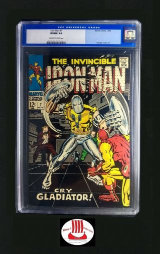 Iron Man 7 Cgc 9.  0 | Marvel 11/1968 1st Vincent Sandurts Vs Gladiator Avengers