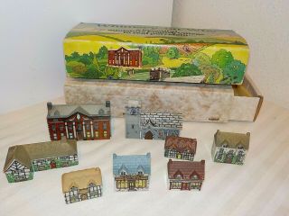 Wade Of England Whimsey - On - Why Set Of 8 Porcelain Buildings