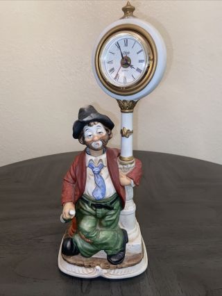 Vintage Melody In Motion Clockpost Willie Clown Hobo Musical Clock Perfect