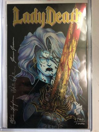 Lady Death 1 1994,  Chaos Comics Rare Chromium Variant Nm,  W/card X3 Ss
