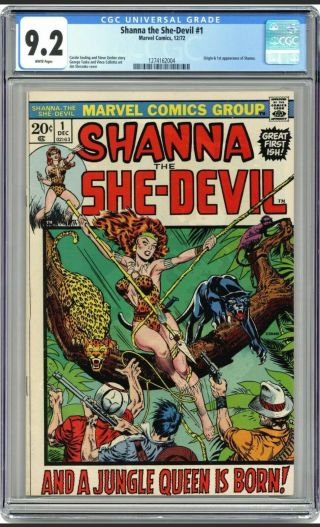 Shanna The She - Devil 1 1st Appearance 1972 Cgc 9.  2 Wp White Pages Marvel