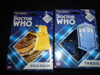 Two Fascinations Metal Earth Doctor Who Model Kit Gold Dalek Tardis