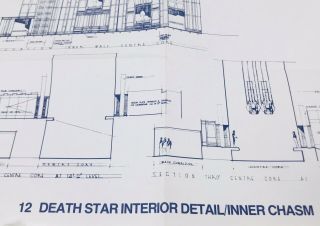1977 Rare Star Wars Return Of Jedi Death Star Interior Blueprint To Scale