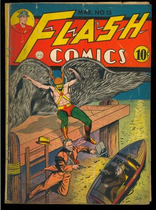 Flash Comics 15 (missing 3 Pages) Golden Age Dc Superhero Comic 1941 Gd