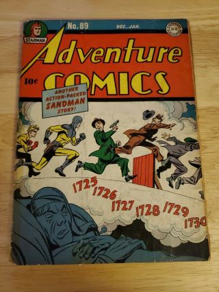 Adventure Comics 89 Jack Kirby Sandman.  Starman,  Manhunter.  Golden Age Dc