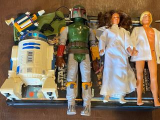 Vintage Star Wars 12 Inch Luke Skywalker,  Princess Leia Boba Fett,  R2