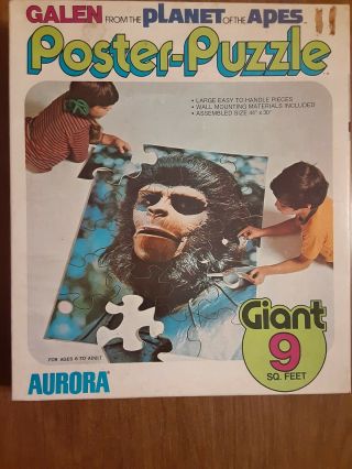 Vtg Planet Of The Apes Poster Puzzle 100 5207 Aurora Box Giant Galen Usa