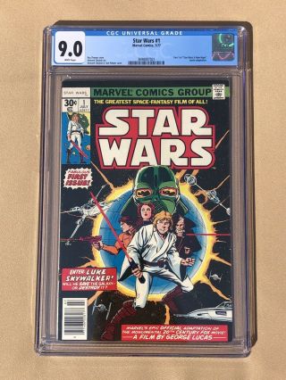 Marvel Comics Star Wars 1 First Print 7/1977 Cgc 9.  0 Vf/nm White Pages Anh Luke