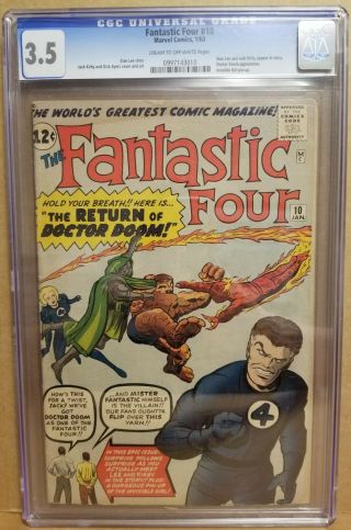 Fantastic Four 10 Cgc 3.  5 (vg -) Stan Lee & Jack Kirby Appearance 1963 Dr.  Doom
