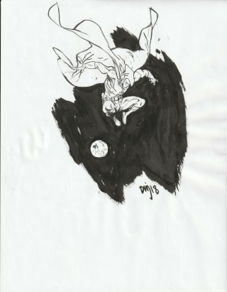 Moon Knight 8 1/2 " X 11 " Sketch Daniel Warren Johnson Comic Art