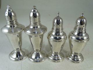 Vintage Sterling Silver Salt & Pepper Set Glass Lined Duchin Boardman X4 Antique