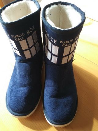 Doctor Who Police Public Call Box Ladies Boots Size 8l