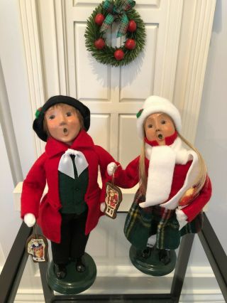 Byers Choice Carolers Christmas Set Of 2 Boy And Girl With Cookies - 2003 -