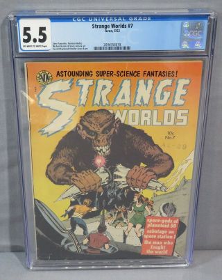 Strange Worlds 7 (sci - Fi Cover) Cgc 5.  5 Fn - Avon Comics 1952 Golden Age