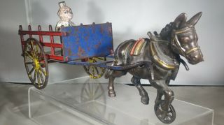 Rare Early 1900s Wilkins Happy Hooligan Comic Mule Drawn Stake Dray Farm Wagon