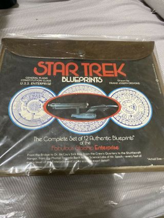 Star Trek Blueprints In Case Set Of 12 Starship Enterprise 1973