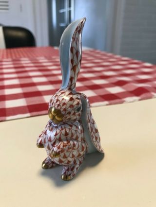 Herend Porcelain Rabbit,  Hungary,  Bunny,  Fishnet,  Rust